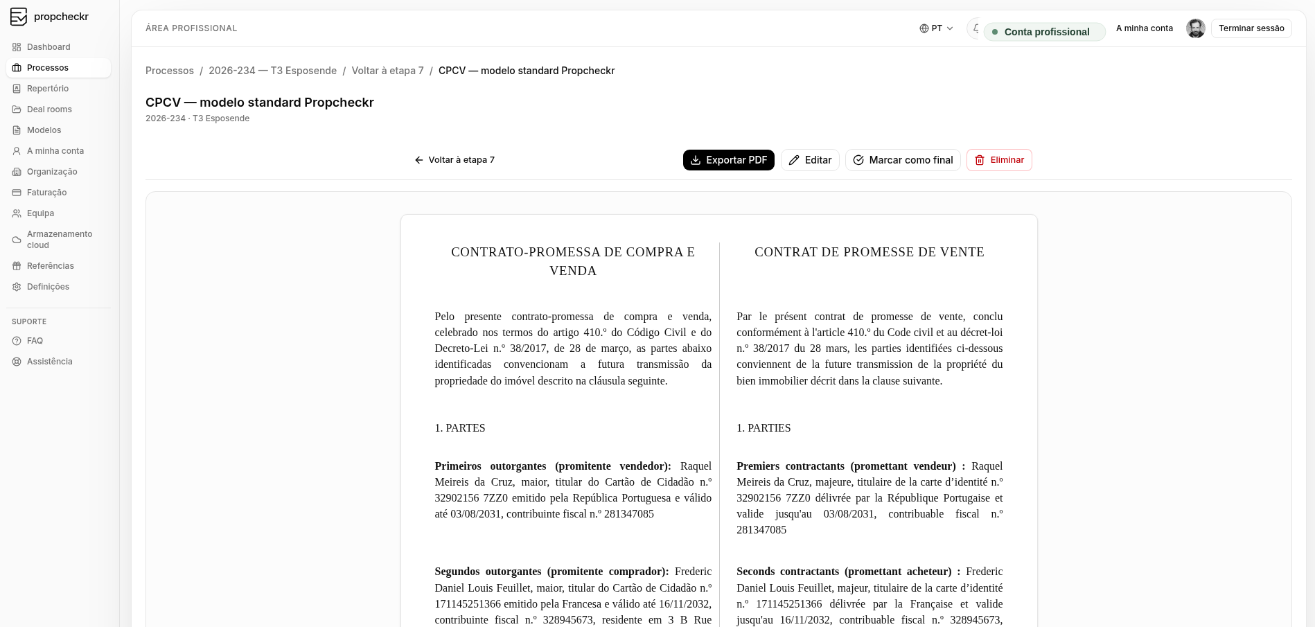 Documento final & export